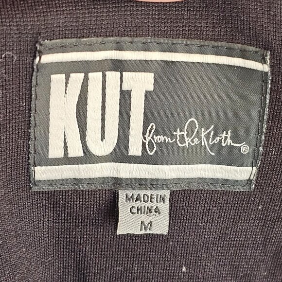 KUT From The Kloth Black Faux Leather Open Front Cardigan Sz M - Picture 6 of 9
